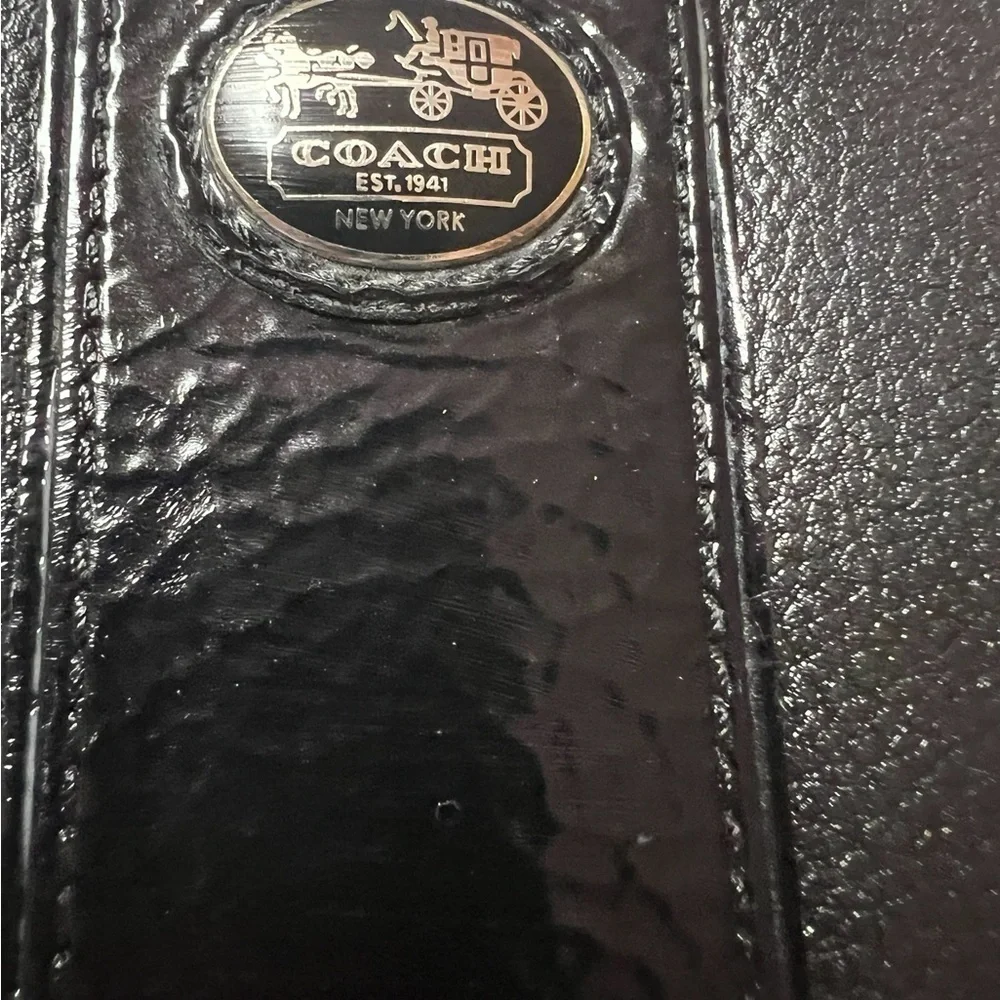 Coach Black Leather Wallet with patent leather Finish